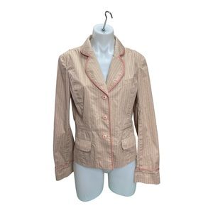 Anthropologie Elevenses Tan and Pink Pinstripe Jacket